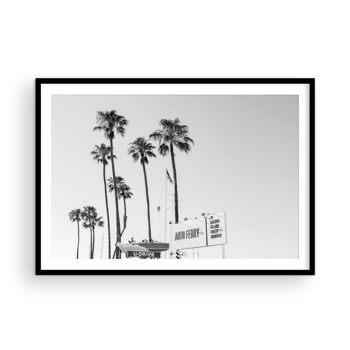 Black and white fine art photograph of the Fun Zone in Newport Beach, California by Sharon Williams