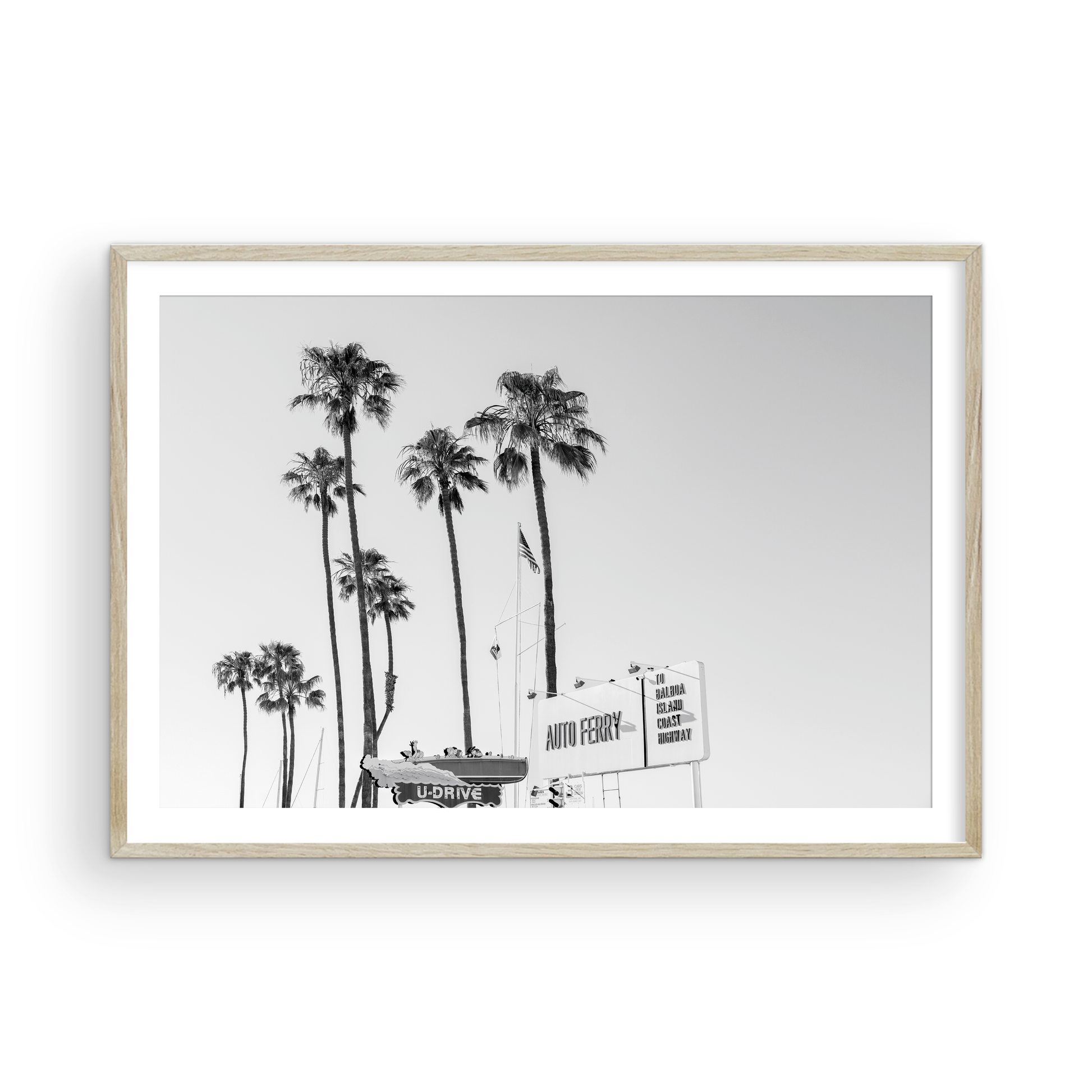 Black and white fine art photograph of the Fun Zone in Newport Beach, California by Sharon Williams