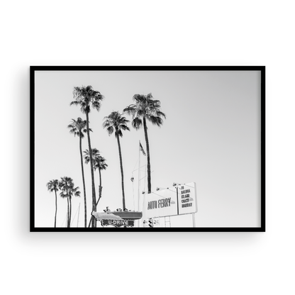 Framed black and white Newport Beach Fun Zone fine art print by Sharon Williams