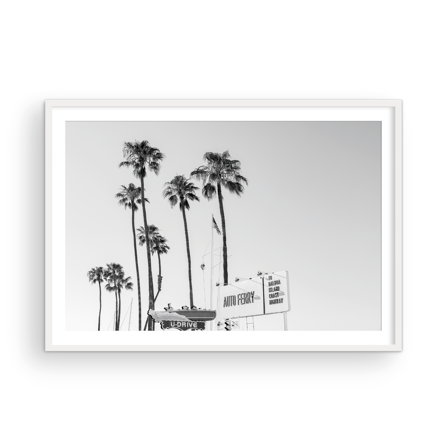 Black and white fine art photograph of the Fun Zone in Newport Beach, California by Sharon Williams