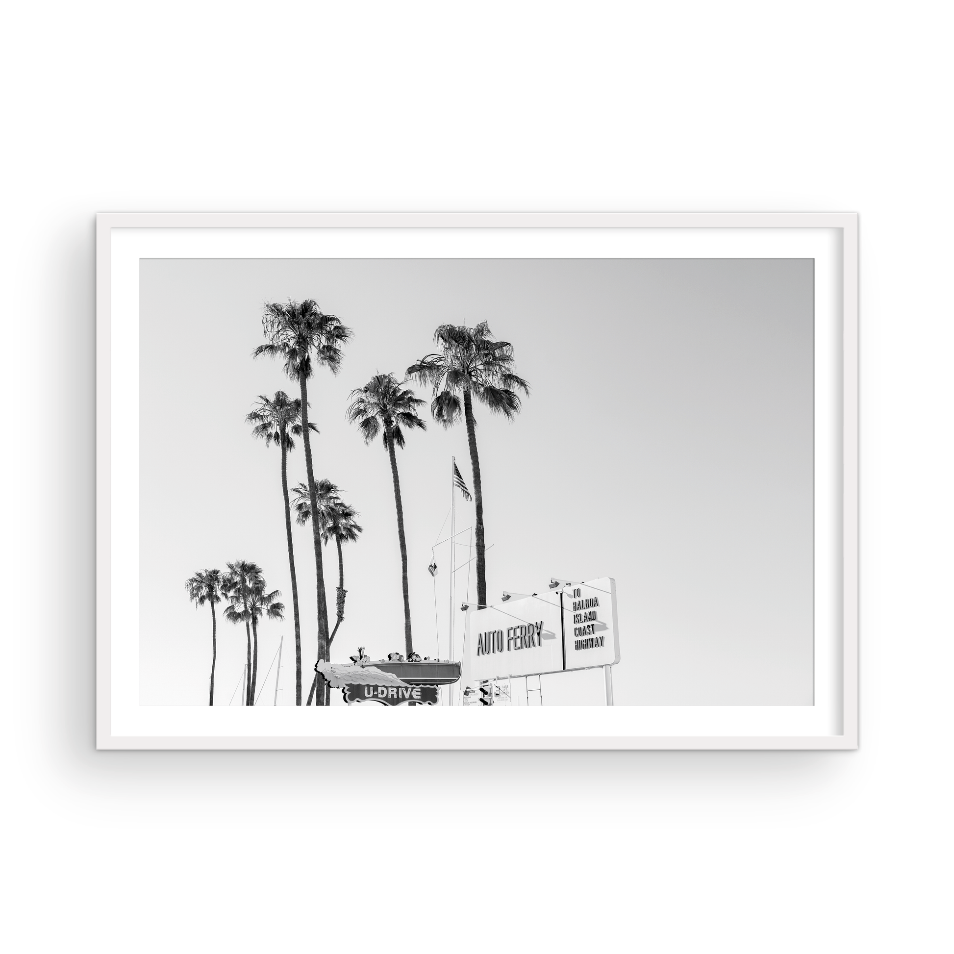 Black and white fine art photograph of the Fun Zone in Newport Beach, California by Sharon Williams