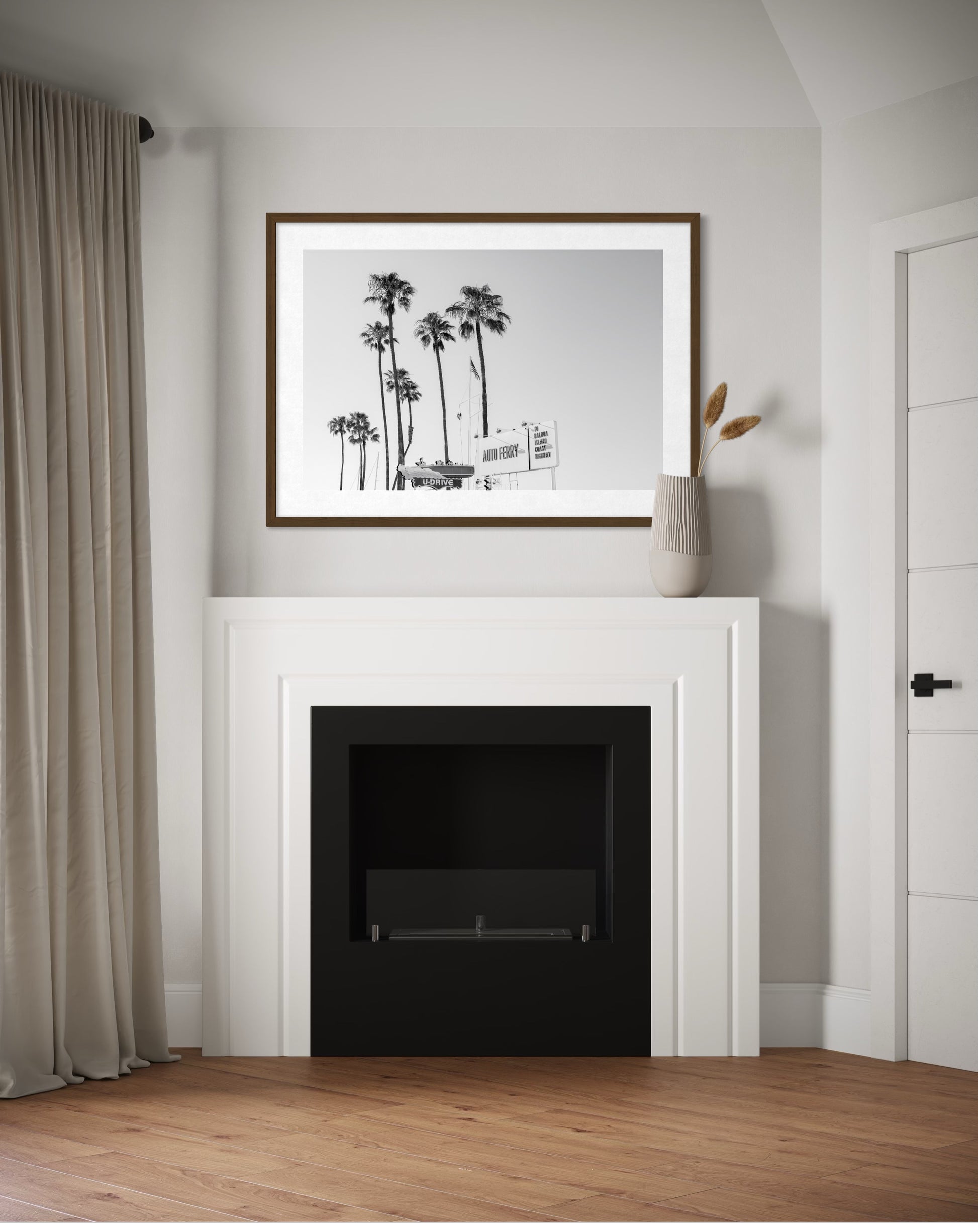Newport Beach amusement waterfront black and white wall art by Sharon Williams