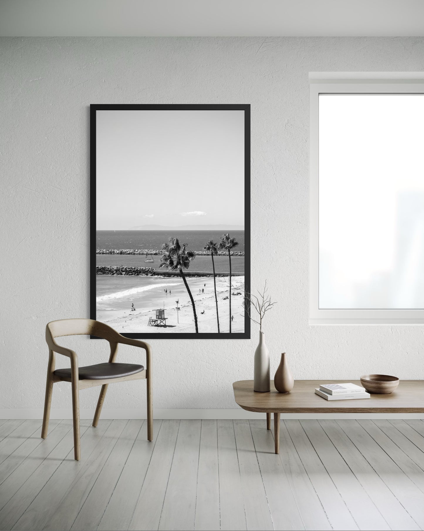 Black and white fine art photograph of Corona del Mar, California by Sharon Williams