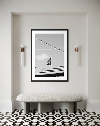 Lido Village Newport Beach black and white fine art print by Sharon Williams