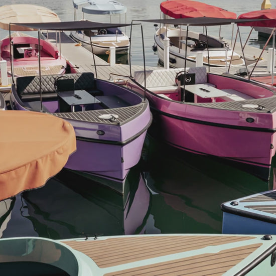 Lido Village Newport Beach Duffy boats fine art print by Sharon Williams